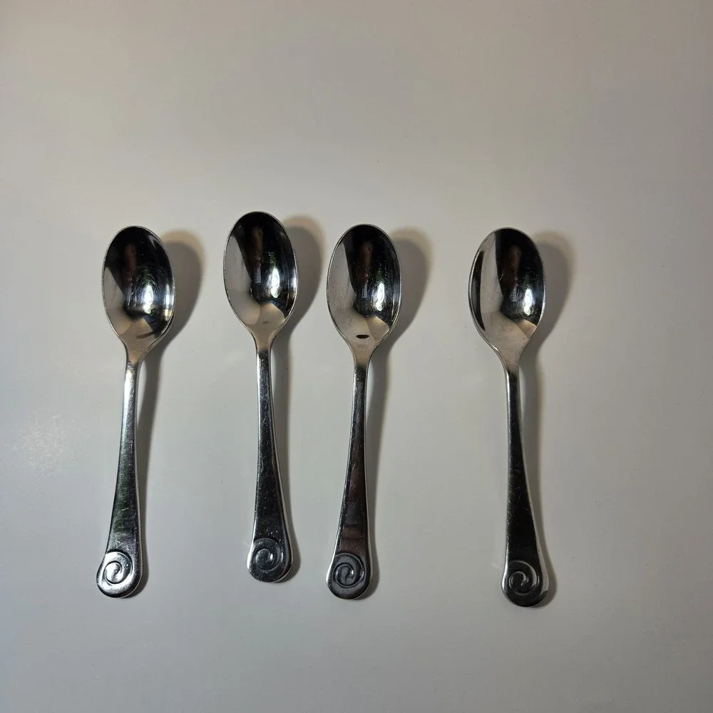 Robert Welch AMMONITE Glossy Teaspoons 18/10 Stainless China Designer 4 Spoon